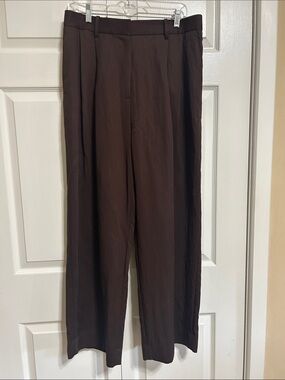 COS  Dark Brown Pleated wide leg Pants